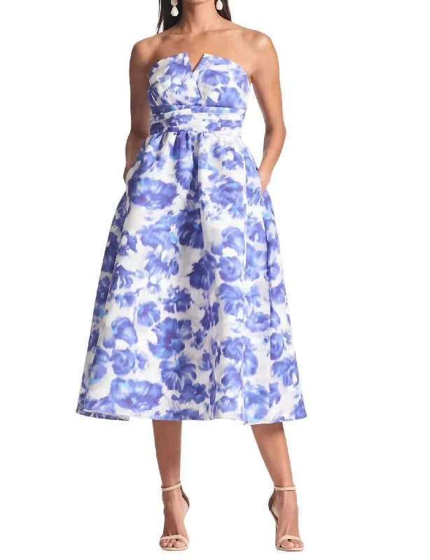 Sabelle Dress In Azure Watercolor Floral