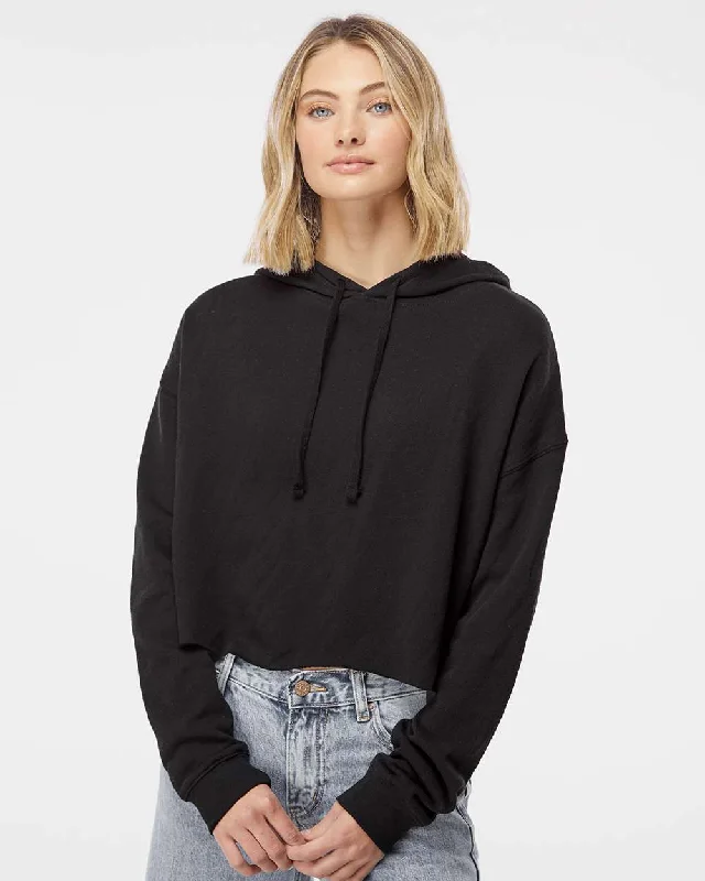 Independent Trading Co. Women’s Lightweight Crop Hooded Sweatshirt Hoodie with Turtle Neck Cozy Winter