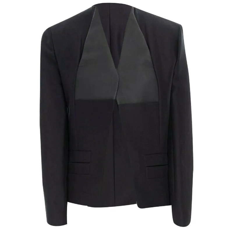 Balenciaga leather panel collarless jacket Nylon Jacket Polyester Jacket Spandex Jacket Balenciaga leather panel collarless jacket Nylon Jacket Polyester Jacket Spandex Jacket