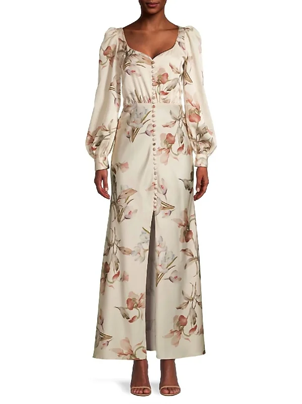 Amy Dress In Eggshell Venetia Petals