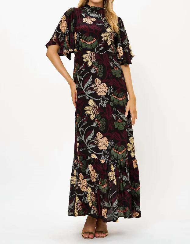 Flirty Mock Neck Dress In Turin Wine