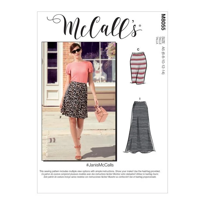 McCall's Pattern M8055 Misses' Straight or A-line Skirts In 7 Lengths denim skirt classic