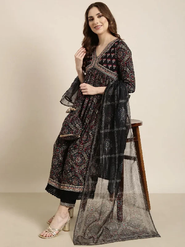 Women A-Line Navy Blue Ethnic Motifs Kurta and Trousers Set Comes With Dupatta-GW-4412-Navyblue Trousers Velvet Soft Women A-Line Navy Blue Ethnic Motifs Kurta and Trousers Set Comes With Dupatta-GW-4412-Navyblue Trousers Velvet Soft