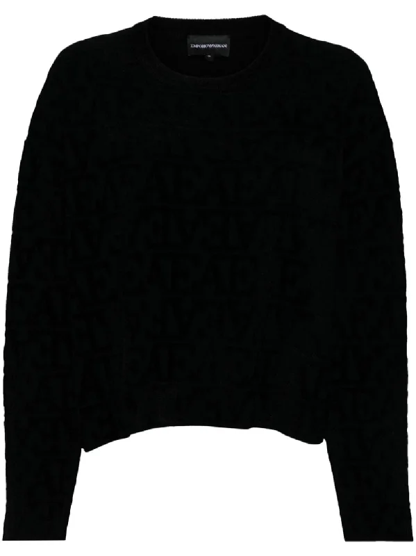 Emporio Armani Women's Sweaters Black Silk Blend Satin Velvet
