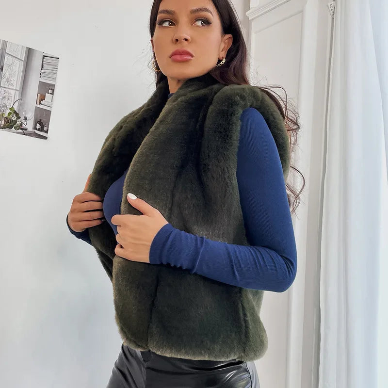 Advbridge Fur Coats Outwear Faux Fur Jacket Outwear Faux Fox Pocket Bead Sleeveless Women Vests Lapel Belt-Free Green Imitation Cotton Fabric Linen Fabric Terry Fabric Advbridge Fur Coats Outwear Faux Fur Jacket Outwear Faux Fox Pocket Bead Sleeveless Women Vests Lapel Belt-Free Green Imitation Cotton Fabric Linen Fabric Terry Fabric