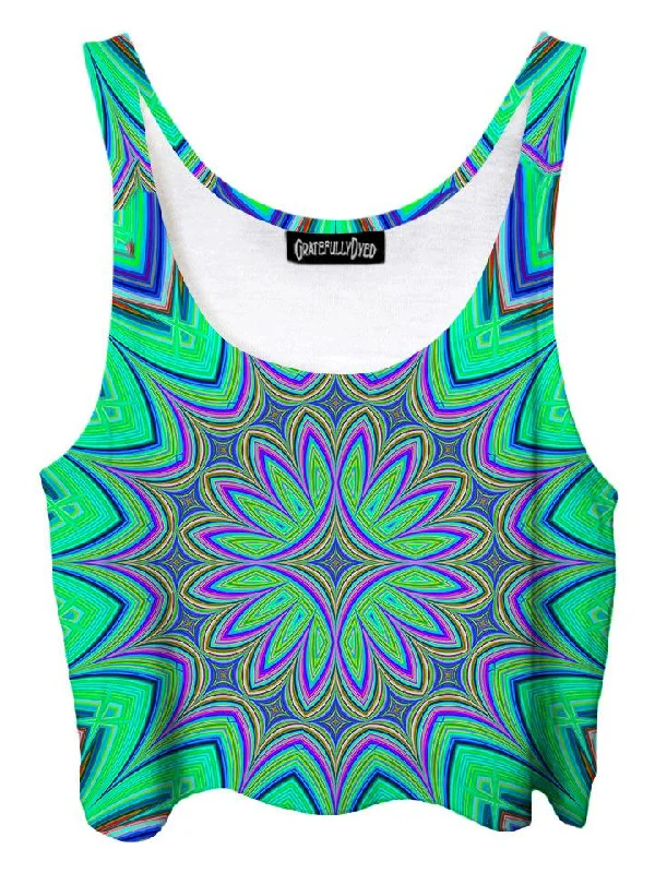 Water Blossom Flower Mandala Crop Top Seamless Knitted Crochet