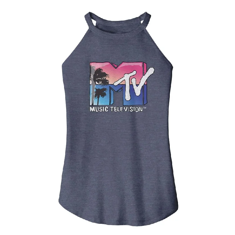 MTV Eye-Catching ROCKER Tank Top, Beach Logo tie dye tank