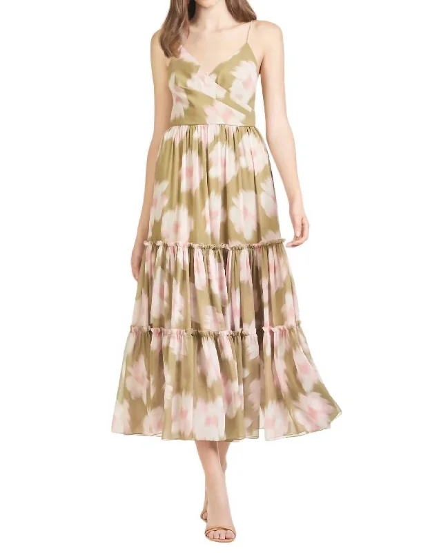 Dalia Dress In Green Floral Ikat