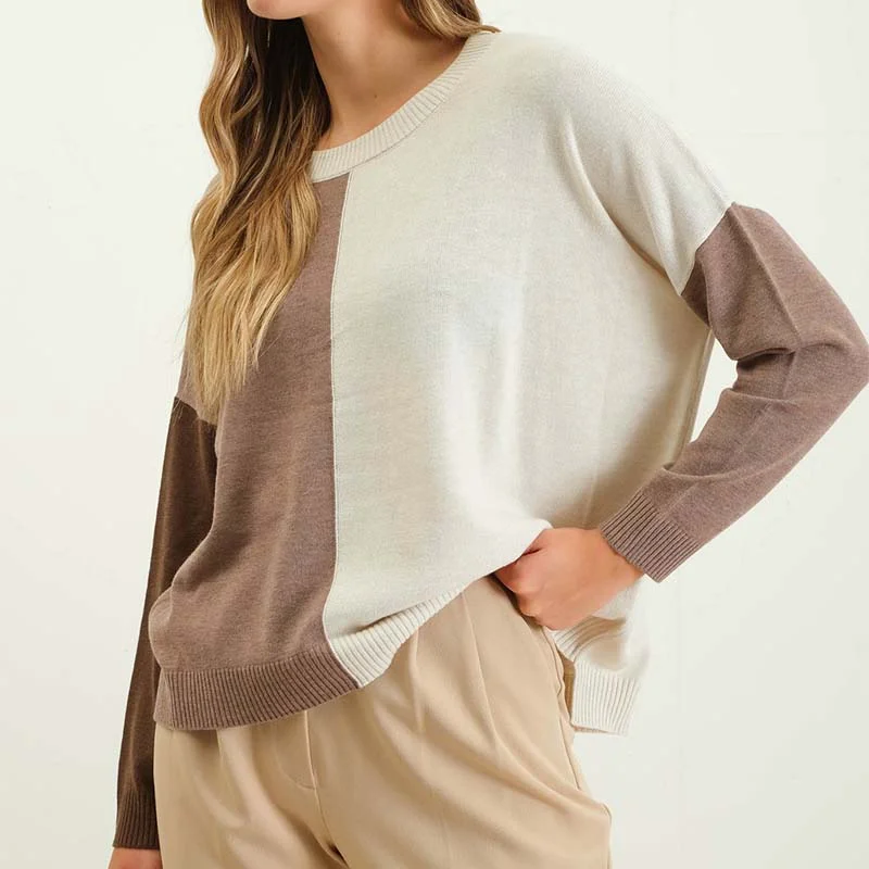 Color Block Sweater Sequined Glittery Shiny