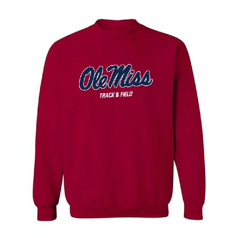 Ole Miss - NCAA Women's Track & Field : Akaomachukwu Odeluga - Replica Shersey Crewneck Sweatshirt Hoodie with Exposed Zipper Edgy Industrial