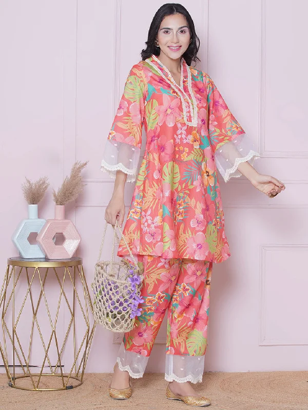 Floral Printed Tunic With Trousers Trousers versatile functional