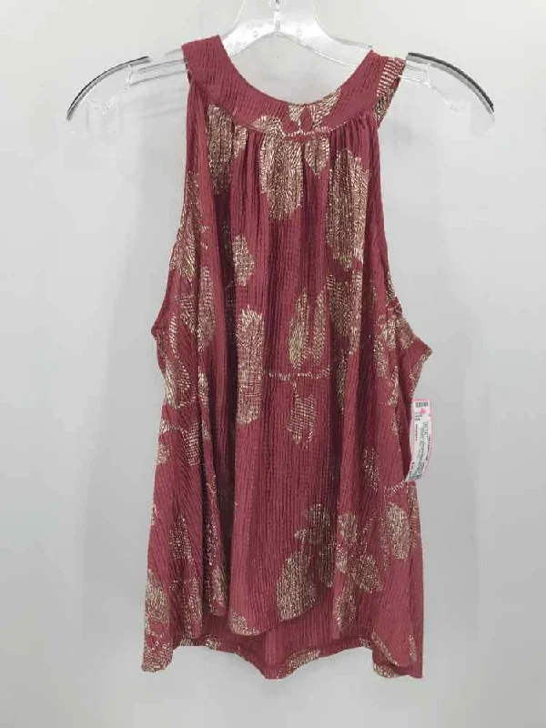 Pre-Owned Feather Bone Pink Size Medium Tank Top mesh tank top