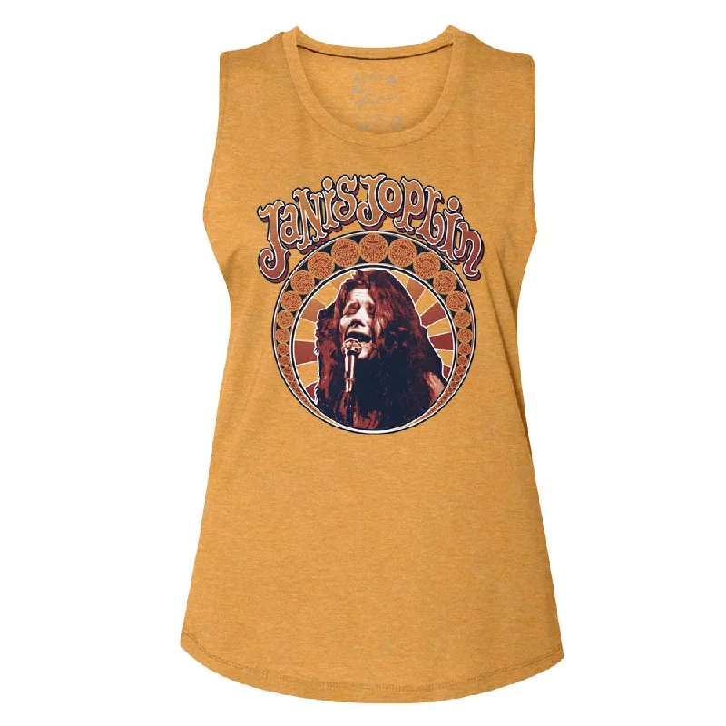 Women Exclusive JANIS JOPLIN Eye-Catching Muscle Tank, Nouveau Circle lounge tank top