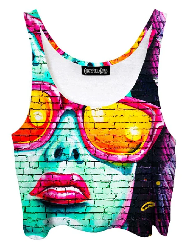 Mod Graffiti Street Art Crop Top Layered Multi-layer Single Layer