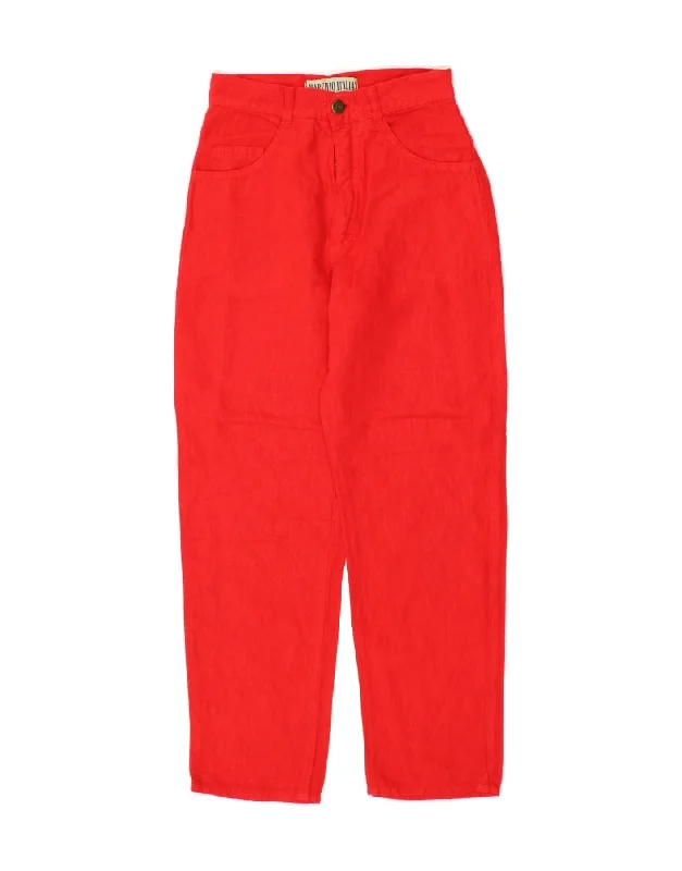 VINTAGE Womens Tapered Casual Trousers W24 L25 Red Trousers Prom Sequined