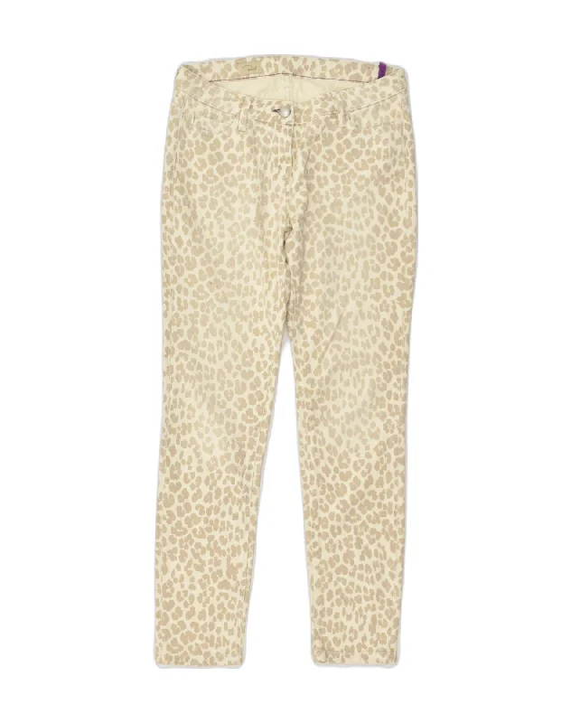 VINTAGE Womens Slim Casual Trousers W27 L27 Beige Animal Print Cotton Trousers Bootcut Casual VINTAGE Womens Slim Casual Trousers W27 L27 Beige Animal Print Cotton Trousers Bootcut Casual