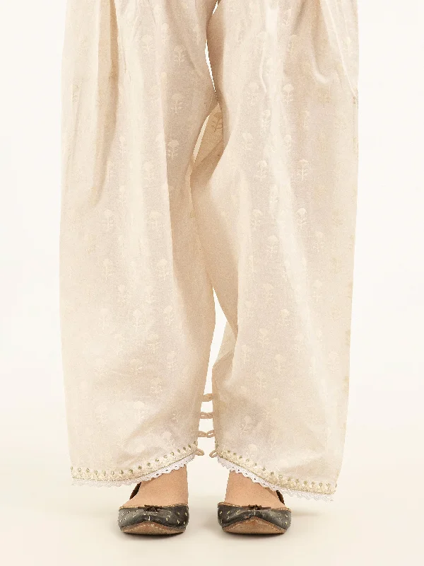 Embroidered Khaddar Trousers Trousers Lace Delicate