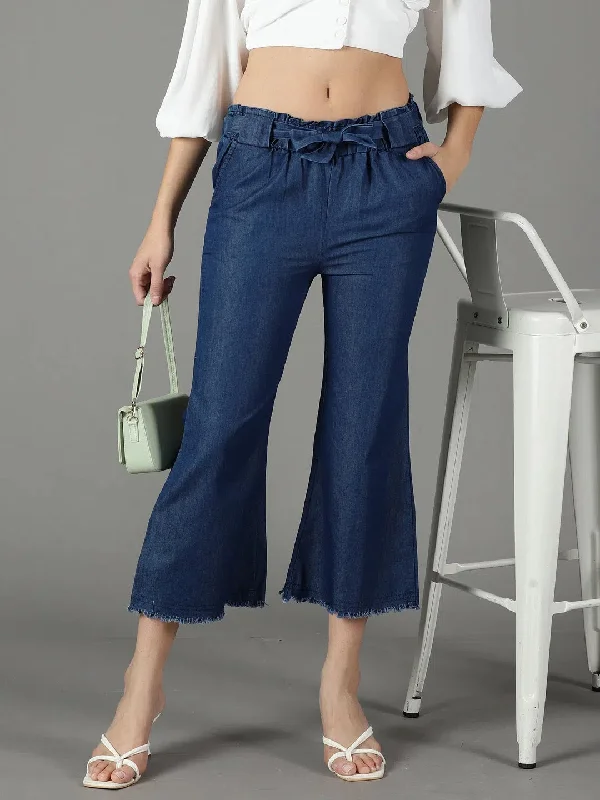 Women's Navy Blue Solid Trouser-AL-6006-Navyblue Trousers New Arrival