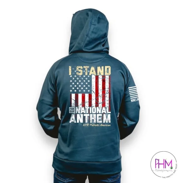I Stand for the National Anthem Tailgater Hoodie | Nine Line Hoodie with Pastel Soft Subtle