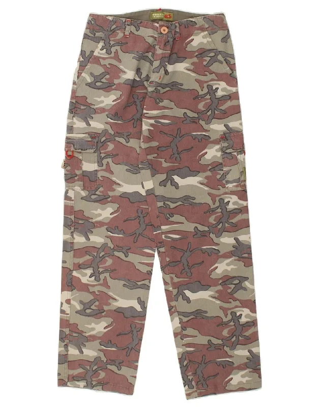 VINTAGE Womens Straight Cargo Trousers W26 L30 Grey Camouflage Cotton Trousers Flared Retro VINTAGE Womens Straight Cargo Trousers W26 L30 Grey Camouflage Cotton Trousers Flared Retro