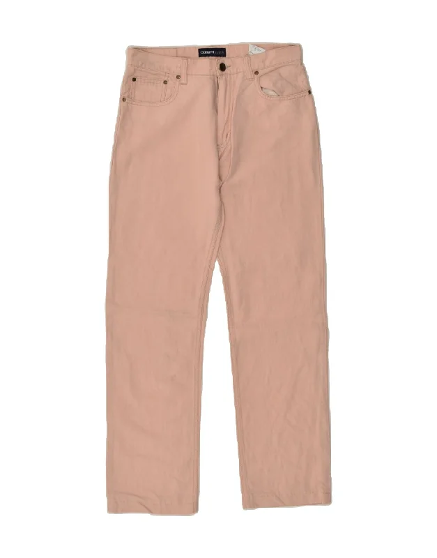 CERRUTI Womens Straight Casual Trousers W28 L29 Pink Cotton Trousers Prom Sequined