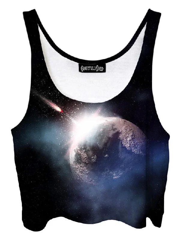 Impact Dark Planet Galaxy Crop Top Collared Crew Neck Turtle Neck