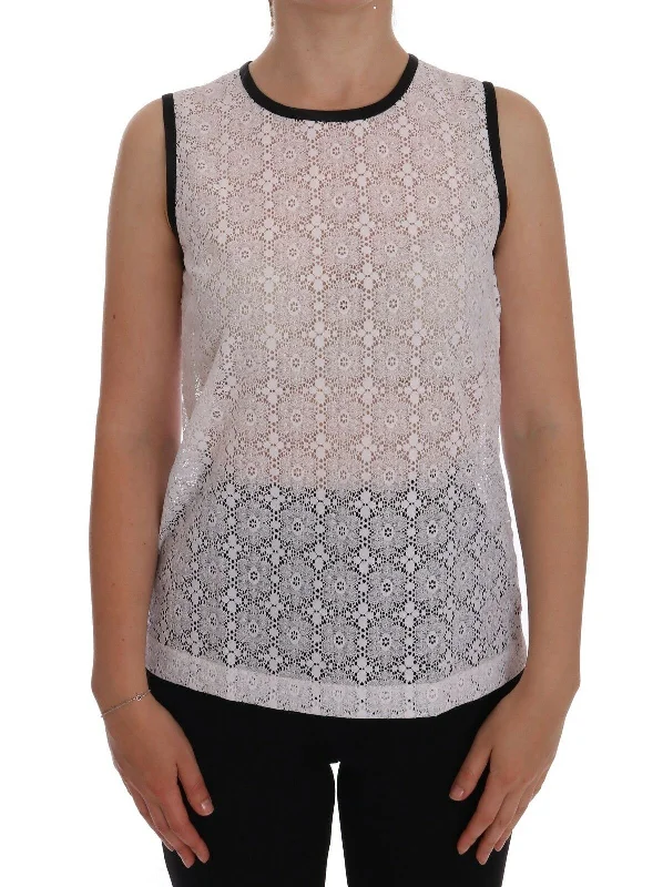 Dolce & Gabbana Elegant White Nylon Tank Women's Top adorable tank top