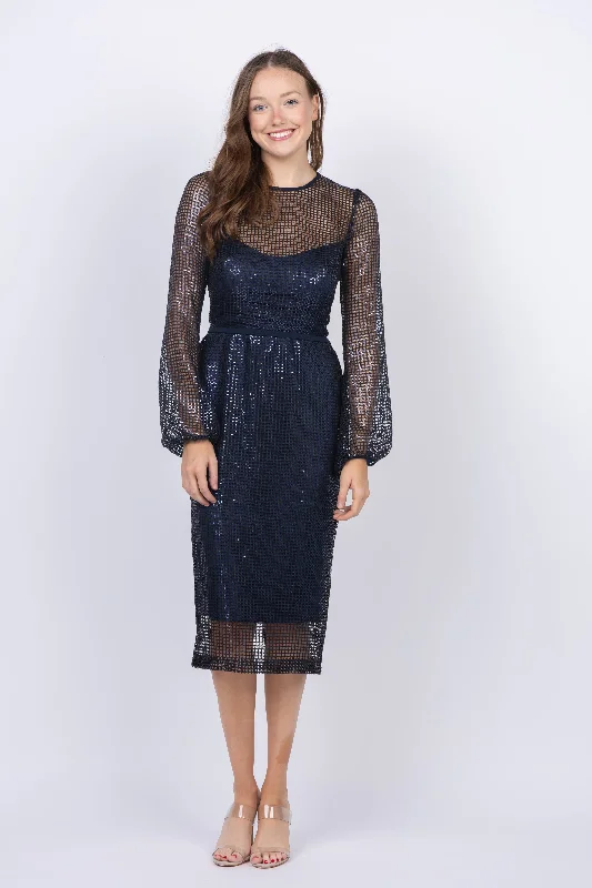 Nicole Bakti Cocktail Dress in Navy