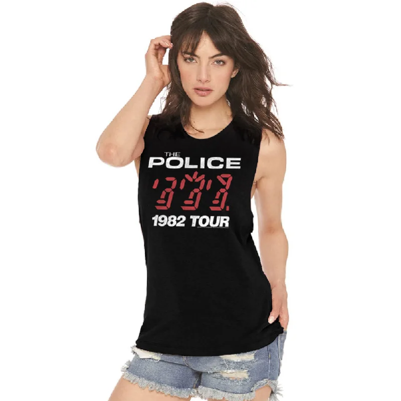 Women Exclusive THE POLICE Eye-Catching Muscle Tank, 1982 Tour soft tank top