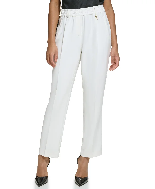 Women's Cinched-Waist Tailored Trouser Trousers Bridal Satin