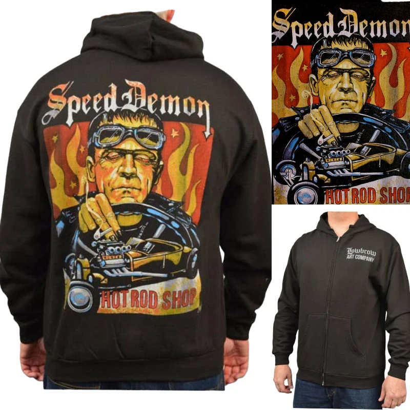 Hoodie - Black Market Speed Demon Hoodie with Velcro Closure Adjustable Secure