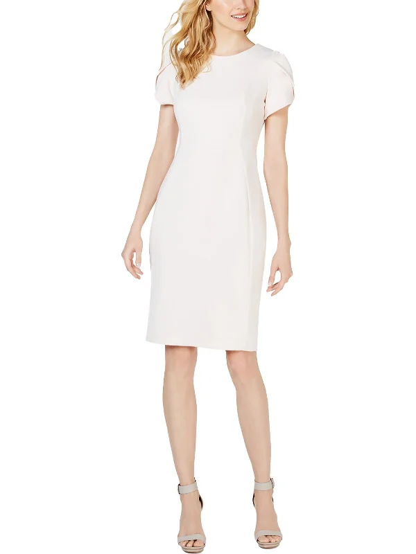 Womens Crepe Midi Sheath Dress
