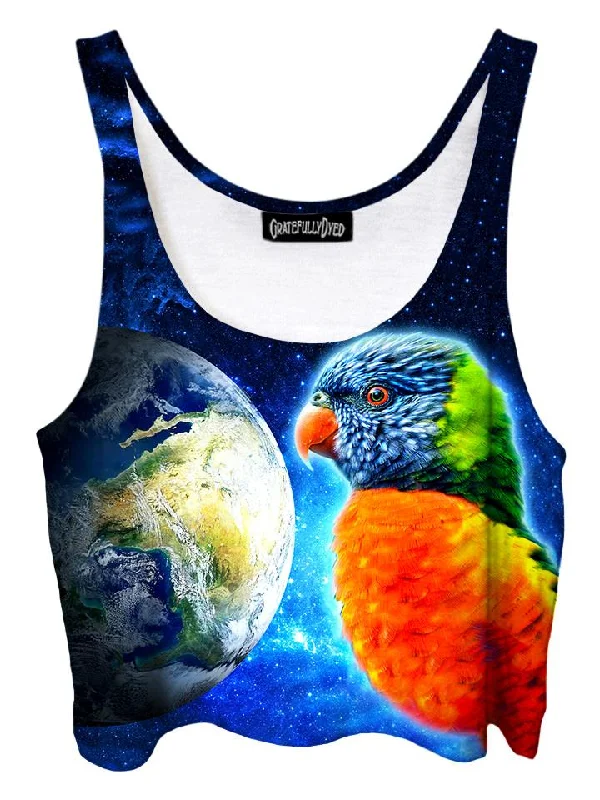 Mimic Parrot Planet Galaxy Crop Top Polka Dot Checkered Tartan