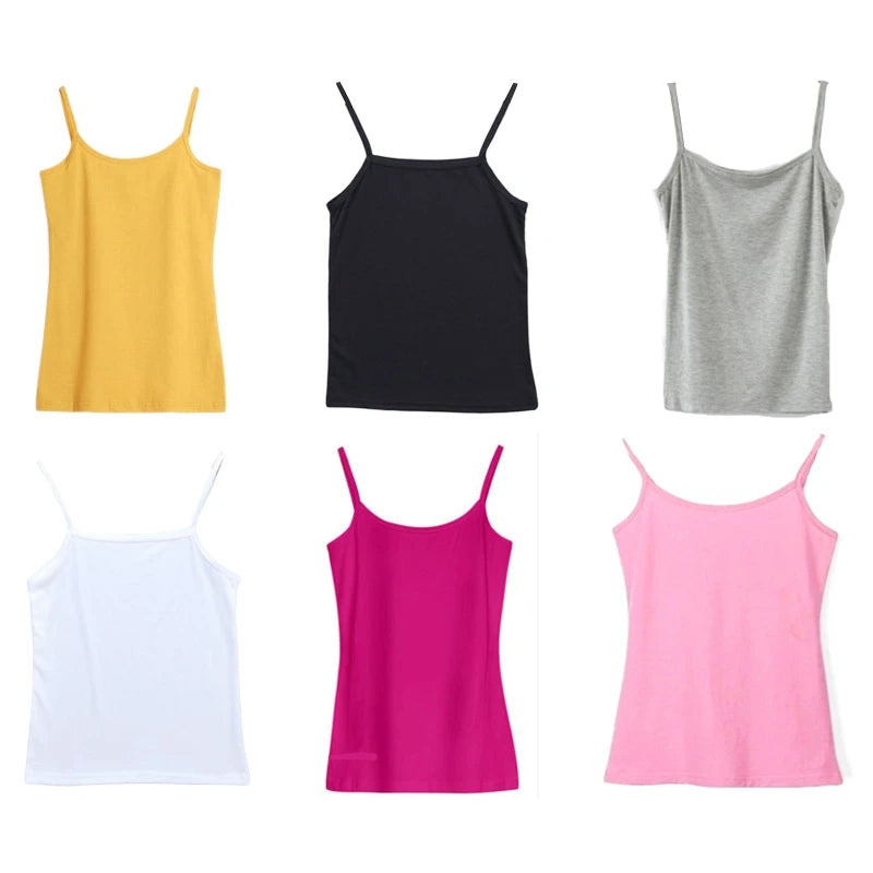 Women Basic Solid Color Sleeveless Camisole Spaghetti Strap Scoop Neck for Tank Top Slim Bottoming Sling Vest Undershirt open back tank