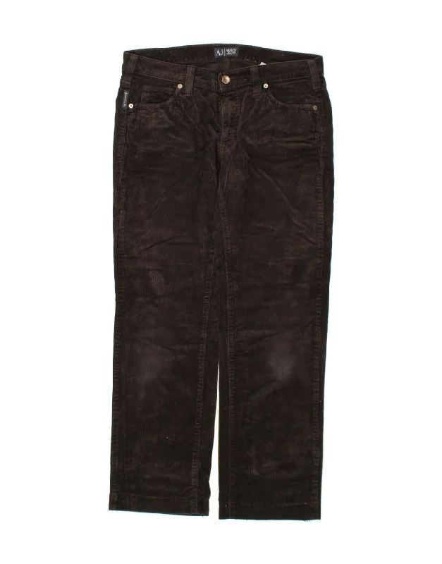 ARMANI Womens Straight Corduroy Trousers W29 L28 Brown Cotton Trousers Business Professional ARMANI Womens Straight Corduroy Trousers W29 L28 Brown Cotton Trousers Business Professional