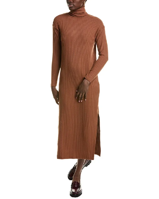 Enza Costa Turtleneck Sweaterdress Mesh Blend Leather Blend Suede Blend