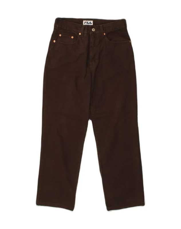 FILA Womens Straight Casual Trousers IT 46 Large W30 Brown Cotton Trousers Mesh Breathable FILA Womens Straight Casual Trousers IT 46 Large W30 Brown Cotton Trousers Mesh Breathable