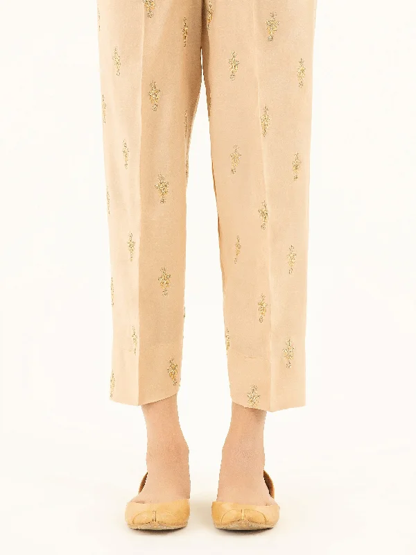 Embroidered Silk Trousers Trousers Leather Faux