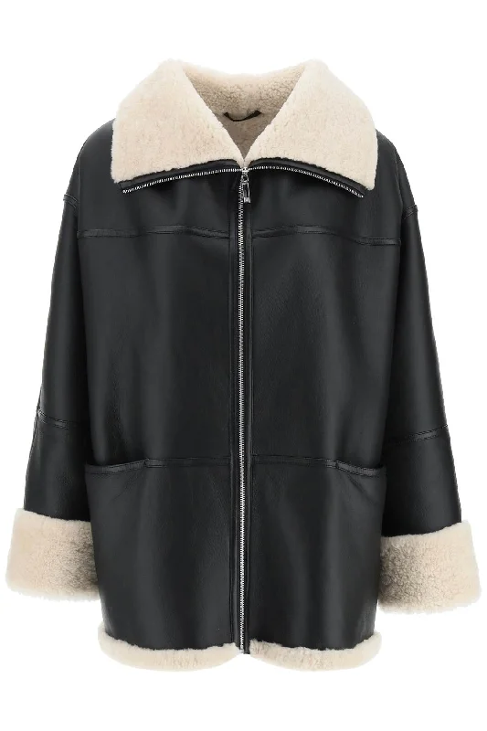 Toteme Women's Oversized Shearling Jacket Mesh Jacket Canvas Jacket Denim Jacket