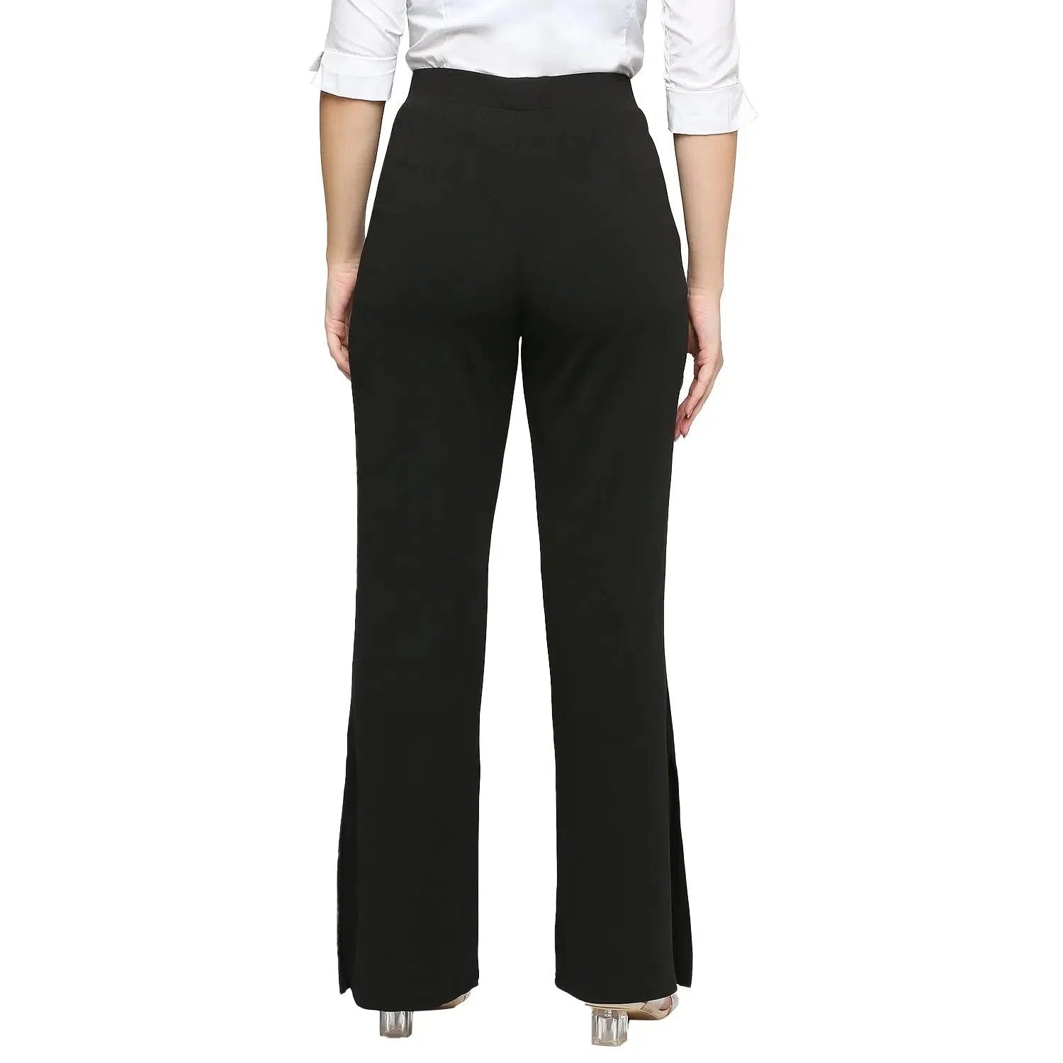 Smarty Pants Women's Polyester Lycra Slit Bell Bottom Black Formal Trouser Chinos Cotton Straight Leg Smarty Pants Women's Polyester Lycra Slit Bell Bottom Black Formal Trouser Chinos Cotton Straight Leg