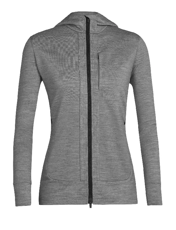 Womens Quantum III LS Zip Hoodie - Metro Heather Hoodie with Hem Patch Decorative Personalized Womens Quantum III LS Zip Hoodie - Metro Heather Hoodie with Hem Patch Decorative Personalized