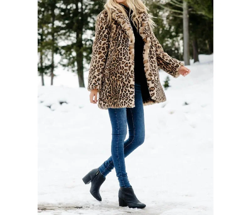Le Mink Jacket In Leopard Denim Fabric Leather Fabric Suede Fabric