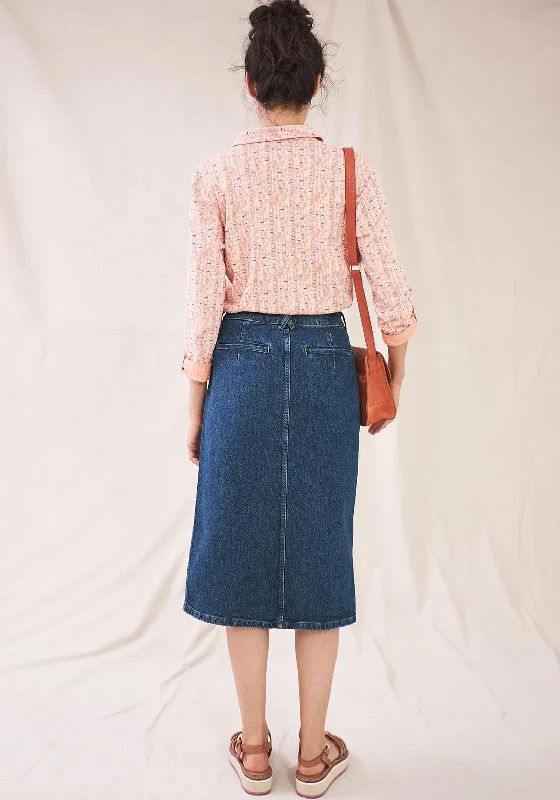 White Stuff Poppy Midi Denim Skirt, Mid Blue leather skirt bold