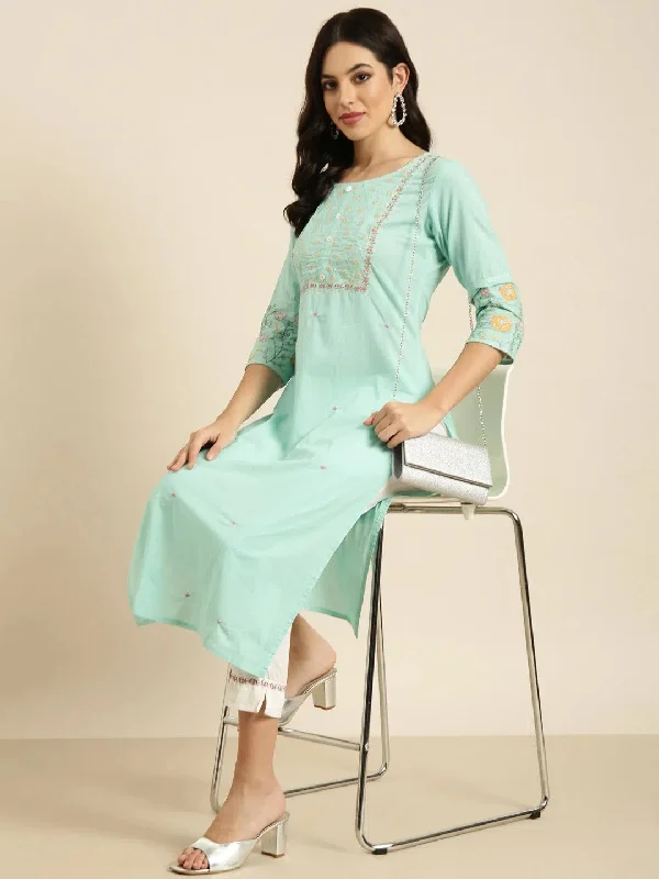 Women Straight Sea Green Solid Kurta and Trousers Set-AT-A1236-KP-Seagreen High Waist Slim Fit Ankle Length Women Straight Sea Green Solid Kurta and Trousers Set-AT-A1236-KP-Seagreen High Waist Slim Fit Ankle Length
