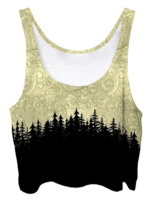 Pastel Forest Crop Top Print Jacquard Patchwork