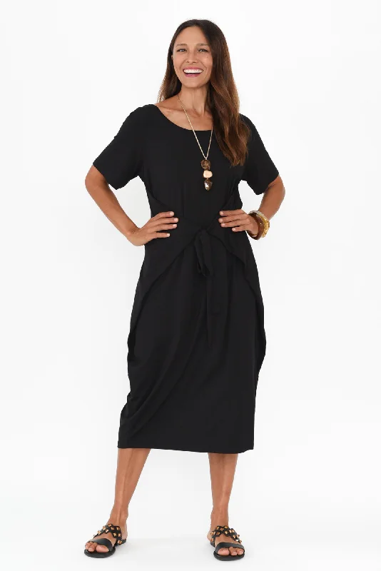Tidal Black Layered Bamboo Dress