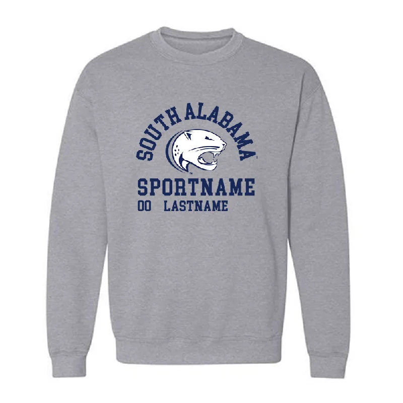 South Alabama - NCAA Women's Track & Field : Morgan Mathews - Classic Fashion Shersey Crewneck Sweatshirt Hoodie with Hem Applique Textured Unique