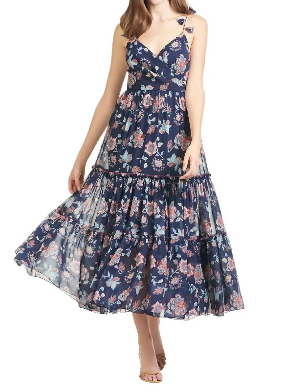 Dalia Dress In Eastern Gouache Botanical