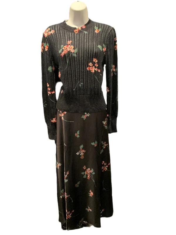 Ladies Floral Print Knit Top With Coordinated Slip Skirt chiffon skirt lightweight