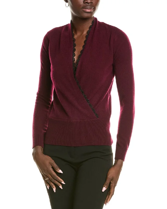 Sofiacashmere Lace Trim Surplice Cashmere Sweater Cashmere Blend Cotton Blend Poly Blend Sofiacashmere Lace Trim Surplice Cashmere Sweater Cashmere Blend Cotton Blend Poly Blend